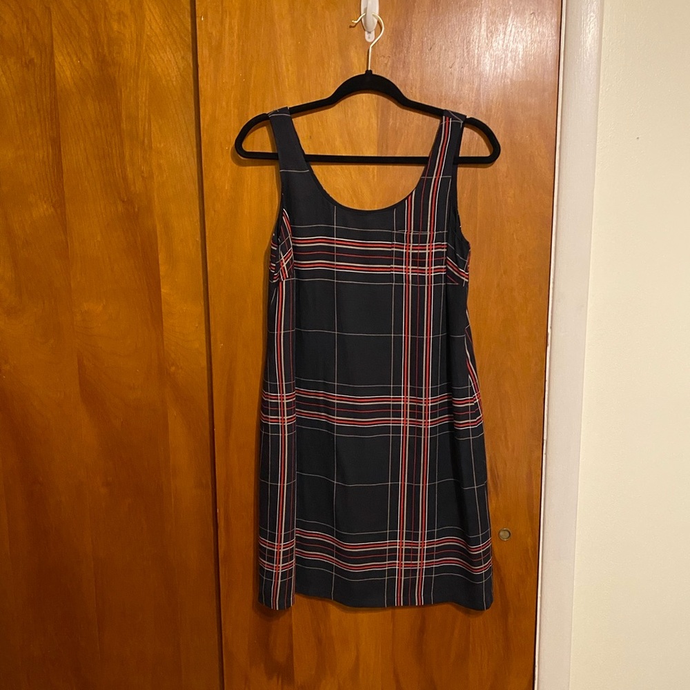 The Limited Women’s (S) Black and Red Plaid Sleeveless Scoop Neckline Midi Dress